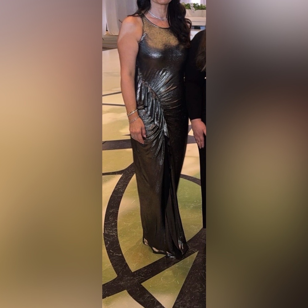 Sleek Metallic Maxi Dress